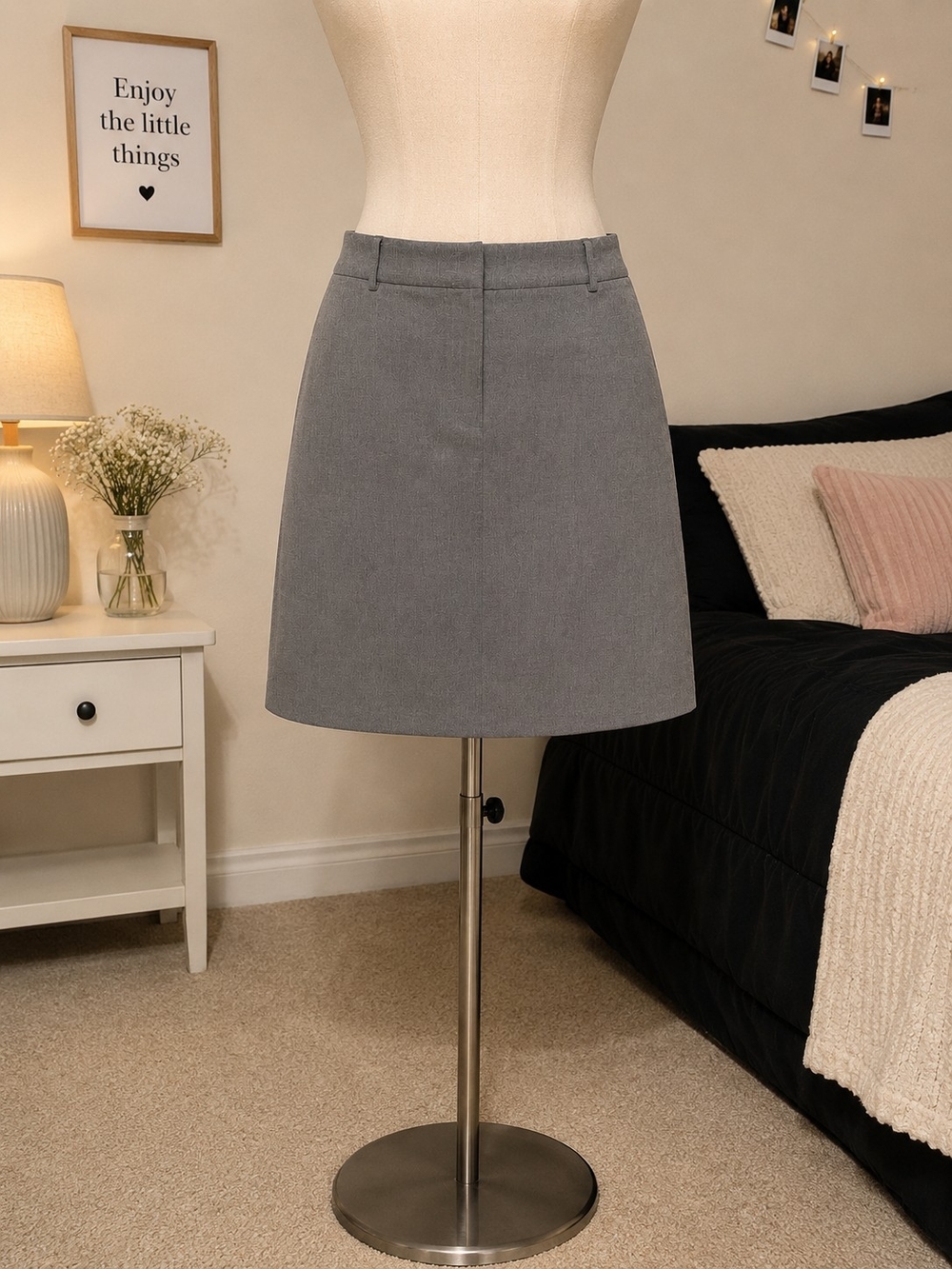 New York & Company Gray A-Line Mini Skirt